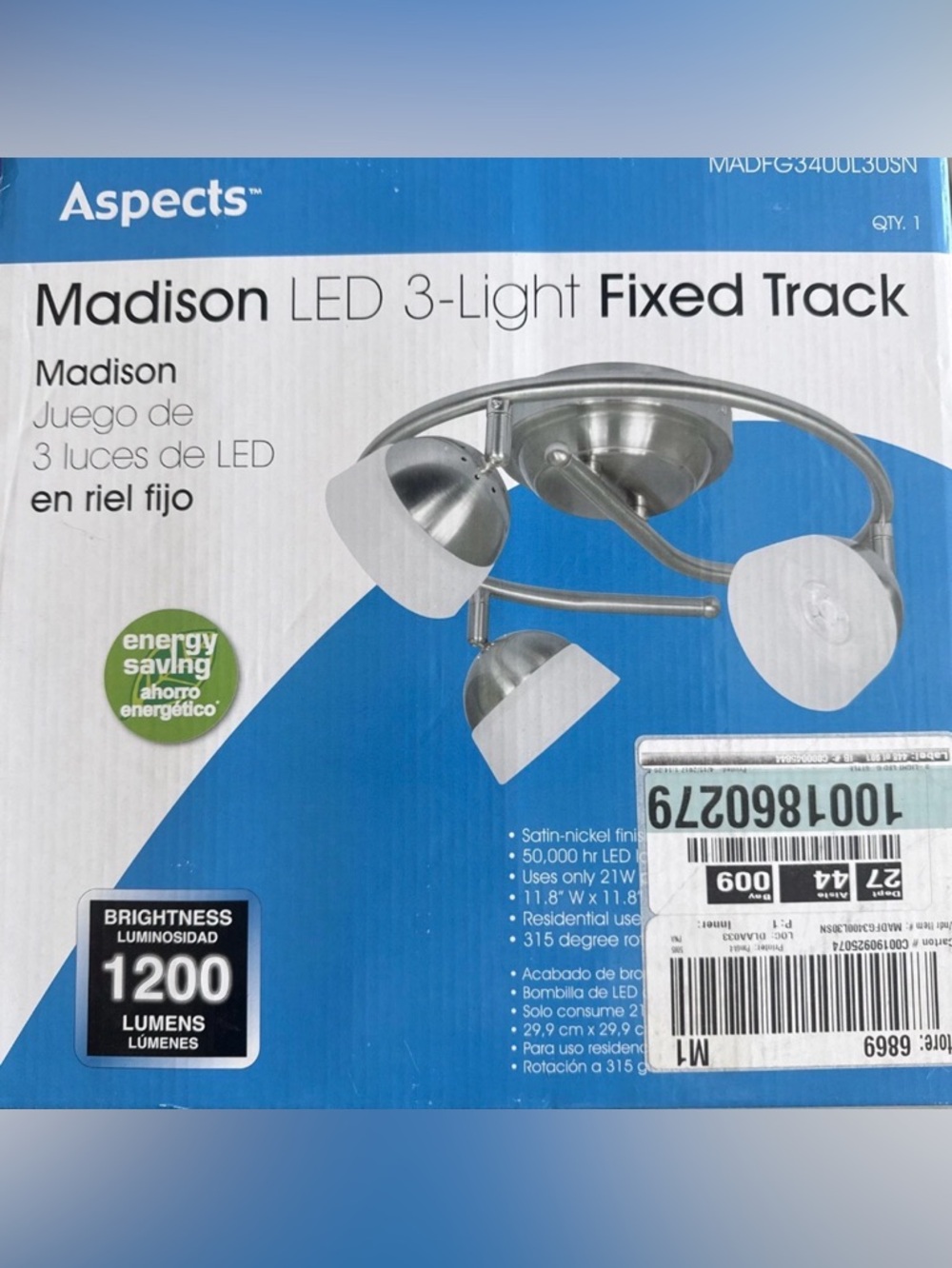 New Madison Satin Nickel 3-Light LED Track in Silver and White